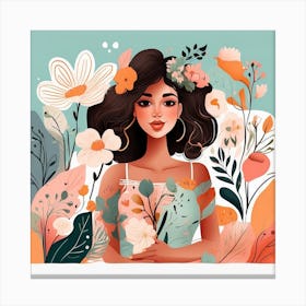 Girl With Flowers Canvas Print