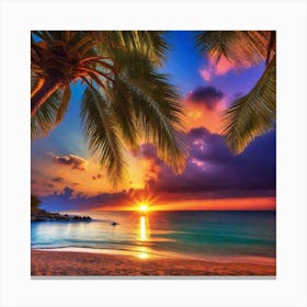 Sunset On The Beach 348 Canvas Print