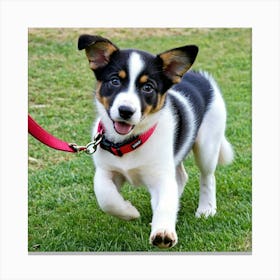 Puppy On A Leash Canvas Print