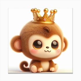 Cute Monkey With A Crown 4 Canvas Print