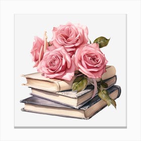 Roses On Books 19 Canvas Print