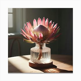 A Image Of A Protea Flower In A Vase On A Pedestal 3 Canvas Print