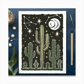 Cactus Night 1 Canvas Print