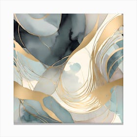 Abstract Aquarell Painting Gold Black And Silver Canvas Print