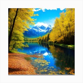 Autumn Leaves By The Lake 2 Canvas Print