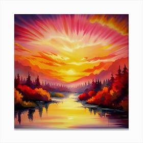 Fall Forest Sunset Canvas Print