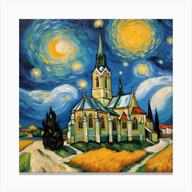 Starry Night Church Canvas Print