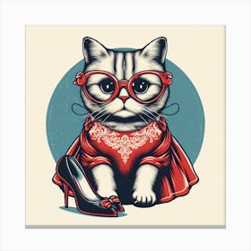 Cat In Glasses Canvas Print