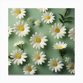 Daisies On Green Background Canvas Print