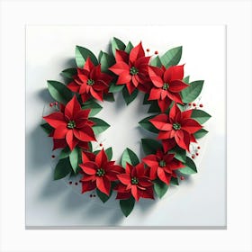 Poinsettia Wreath Canvas Print