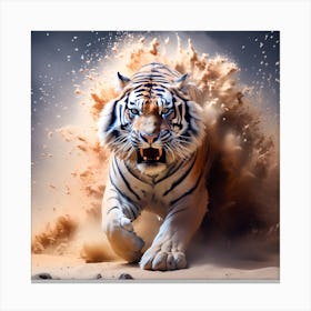 Tiger, stone and sand Canvas Print
