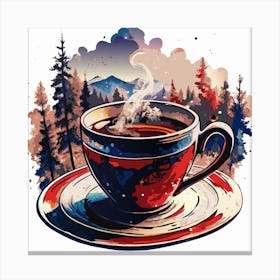 Cup Of Coffee Ink Painting Canvas Print