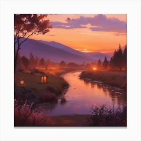 Sunset In The Mountains Canvas Print