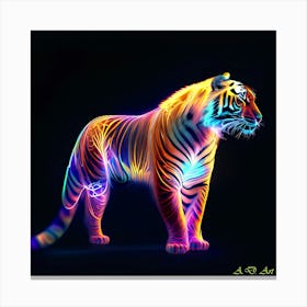 High Quality Glow Neon Color Art of a Beautifully Designed Bengal Tiger Canvas Print