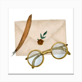 Sealed envelope with eyeglasses Canvas Print