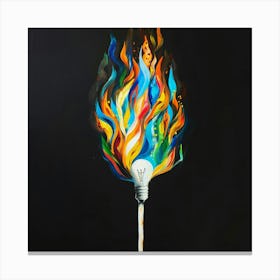 Lightbulb On Fire Canvas Print