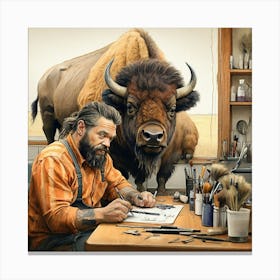 Bison Painting Canvas Print