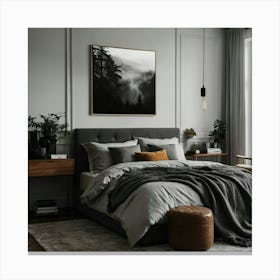 Grey Bedroom 6 Canvas Print