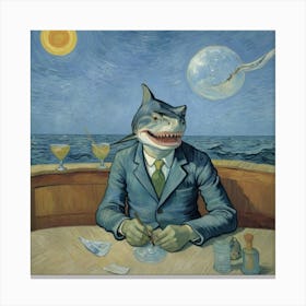 Shark At The Bar Canvas Print