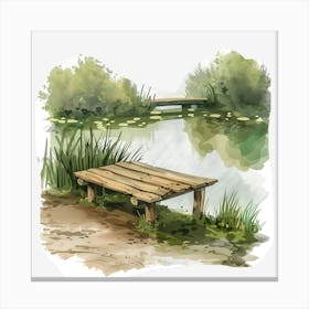 Springtime-Duck-Pond-Clipart.17 Canvas Print