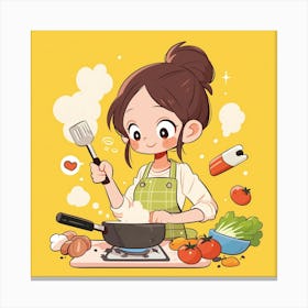 Girl Cooking Canvas Print