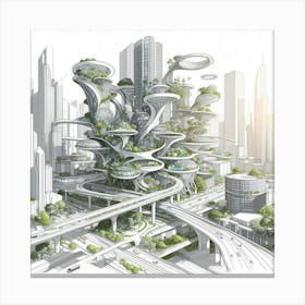 Futuristic Cityscape 66 Canvas Print