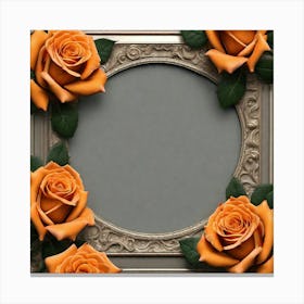 Orange Roses In A Frame 5 Canvas Print