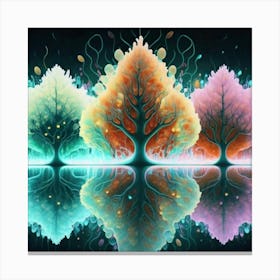 Three Colorful Trees in neon colors 14 Canvas Print