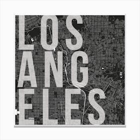 Los Angeles Mono Street Map Text Overlay Square Canvas Print