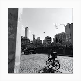 Man On Bike In New York City 1 Canvas Print