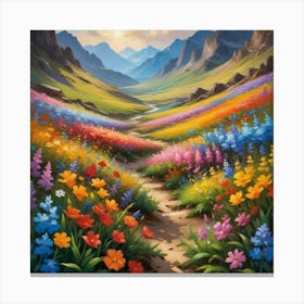 Valley Of Flowers Paintings Art Print 2 Canvas Print