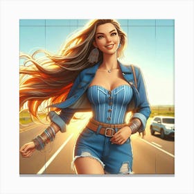 Girl With Long Hair Canvas Print