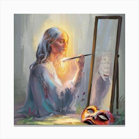 Woman In A Mirror 2 Canvas Print