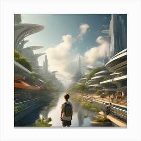 Futuristic Cityscape 221 Canvas Print