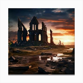 Ruins At Sunset Canvas Print