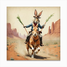 Rabbit On Horseback 5 Canvas Print