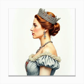 Graceful Watercolor Painting Of Queen Elizabeth I, Highlighting Her Charm 1 Canvas Print