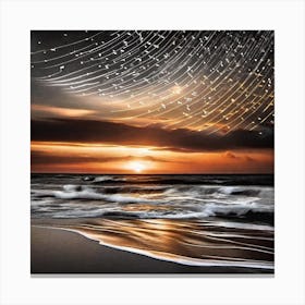 Star Trails Over The Ocean Canvas Print