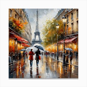 Paris Street Rainy Day Painting (5) Canvas Print