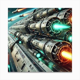 A Close Up Futuristic Sci Fi Depiction Focusing On Missile Systems Canvas Print