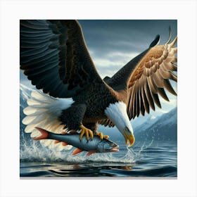 Bald Eagle catching fish. Canvas Print