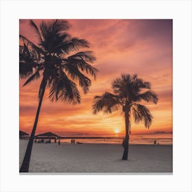 659826 Sunset Time On The Beach Xl 1024 V1 0 Canvas Print