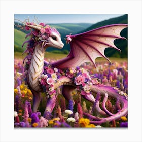 Dragon With Flowers 1 Canvas Print