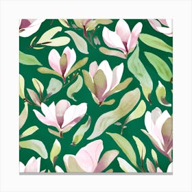 Botanical Wall Art Flowers Pink Magnolias #1 Canvas Print