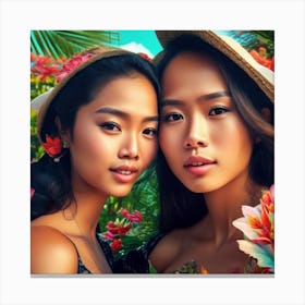 Two Asian Women Posing Canvas Print