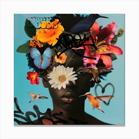 Woman With Flowers On Her Head Canvas Print