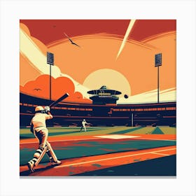 Cricket Player At Sunset Canvas Print