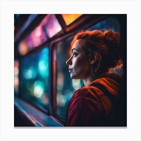 Girl on space station Canvas Print
