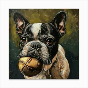 French Bulldog With Baseball Canvas Print