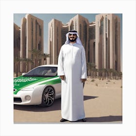 Saudi Man In Front Of Car Canvas Print